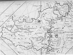 Localisation du château Cornet (carte de 1757).