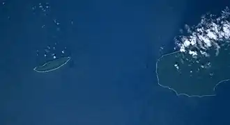 Bellona est la petite île sur la gauche ; Rennell est sur la droite. Source NASA