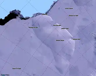 Image satellite de l'île Berkner.