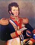 Bernado O'Higgins, un des « Pères Fondateurs » de la République chilienne. Peinture de José Gil de Castro&nbsp;(es), 1820