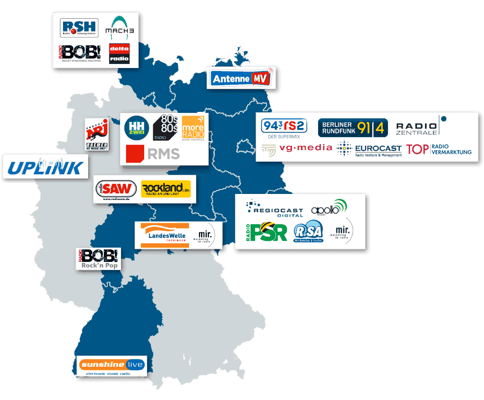 Carte des radios de Regiocast