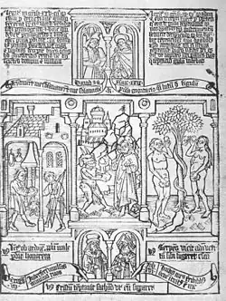 Biblia pauperum, la Bible des Pauvres, xylographie.