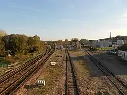 Bifurcation au niveau de l'ancienne gare de Saint-Julien-les-Villas.