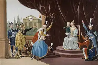 Georg Vogel, L'héritier du trône, Représentation de l'héritier du trône Joseph, plus tard Joseph II, présenté aux domaines hongrois de l'impératrice Marie-Thérèse à Pressburg.