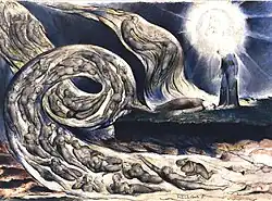 William Blake, Le Cercle de la Luxure, Paolo et Francesca, 1824 - 1827, 374 × 530 mm, City Museum and Art Gallery, Birmingham.