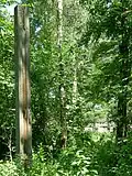 Ancien poteau de la palissade en béton situé dans l'ancien camp