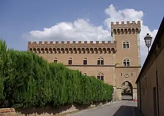 Le château de Bolgheri, à Castagneto Carducci (Toscane), qui a appartenu à la famille Della Gherardesca dès le XIIIe&nbsp;siècle.