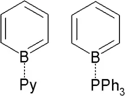 Adduits de borabenzène avec la pyridine et la triphénylphosphine.