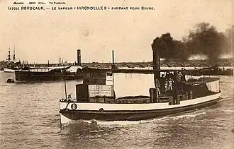 L'Hirondelle 8, vapeur à passager construit en 1867 par Dyle et Bacalan.