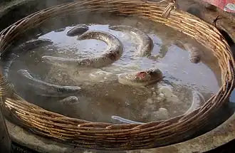 Fin de cuisson du boudin noir.