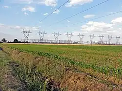 Vue d'ensemble vers le nord du poste RTE-EDF de Bouqueval - Le Plessis-Gassot.