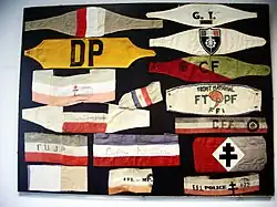 Brassards des différents groupes à la Libération.