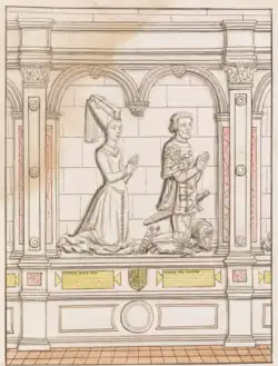 Tombeau dans l'église de l'abbaye de St-Georges, il est de Jean de Brie maistre d'hostel du Roy, mort en 1441 et de Isabeau de Mailley sa femme