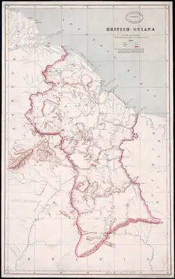Carte du Guyana de 1908.