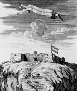 Lithographie d'un fort sur une colline