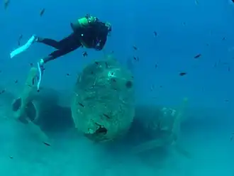 Immersion d'un Douglas DC-3 à Kaş en Turquie, afin de créer un spot de plongée.