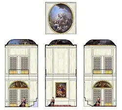 Schéma des coupes de la chapelle de Choisy, avec les peintures de Charles de La Fosse.