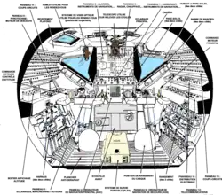 Schéma de la partie avant de la cabine du module lunaire Apollo.