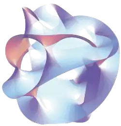 Représentation d'une surface mathématique complexe comportant de nombreuses circonvolutions et intersections