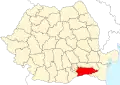 Map of Romania highlighting Călărași County