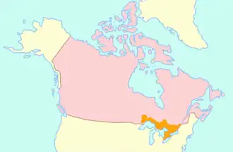 carte indiquant l'emplacement du Haut-Canada était situé au sud-est du Canada à la frontière avec les États-Unis