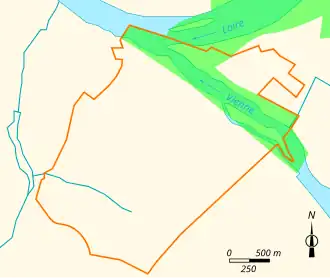 Carte représentant les limites d'une zone naturelle protégée.