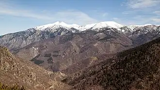 Le massif du Canigou vu du col de Mantet.