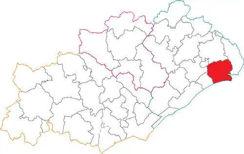 Situation du canton de Mauguio dans le département de l'Hérault avant 2015.