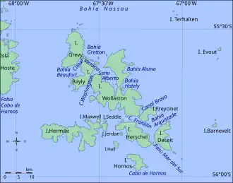 L'île Deceit, à l'est de l'archipel des îles L'Hermite.