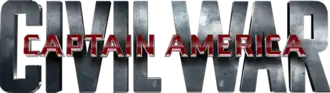 Les mots « CIVIL WAR » en capitales grises métallisées et, par-dessus, les mots « CAPTAIN AMERICA » en capitales rouges cinq fois plus petites.