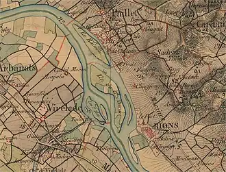 Les îles constitutives de l'île de Raymond sur une carte d'état major du XIXe&nbsp;siècle