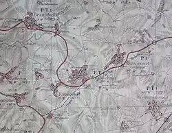 Carte montrant les destructions subies par Beaurevoir lors des combats de 1918.
