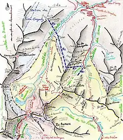 Carte des vallées de la Géla et de Saux
