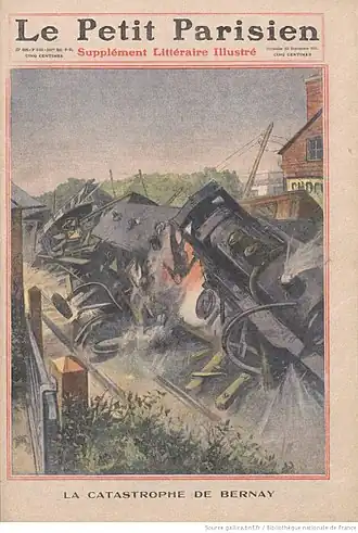 Le déraillement vu par le dessinateur du supplément littéraire illustré du Petit Parisien (no 1129 du 25 septembre 1910).