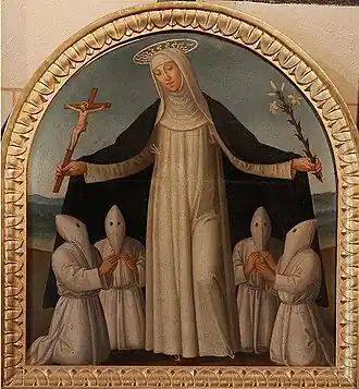Ste Catherine de Sienneprotectrice de la confrérie Saint-Michel,Sano di Pietro, XVe siècle.