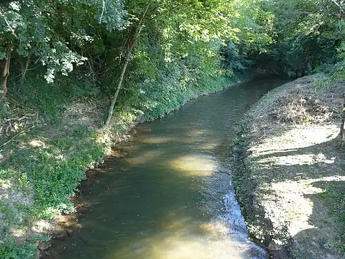 Le Caudeau, juste avant sa confluence avec la Dordogne.