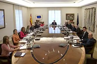 La salle de réunion du conseil des ministres sous la présidence de Mariano Rajoy.