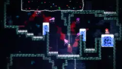 Un personnage roux est poursuivi par de multiples personnages aux cheveux violets et aux yeux rouges.