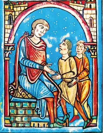 Isarn et Dalmau, seigneurs de Castellfollit, rendant hommage à Guifred II de Cerdagne