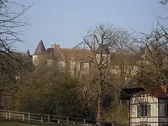 Le château, masqué par les arbres.