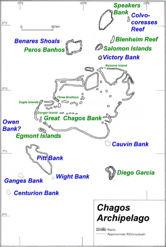 Carte de l'archipel des Chagos.