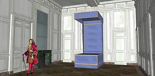 Essai de restitution de la chambre du duc de Bourgogne à Meudon, vers 1702.