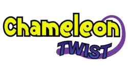 Le texte « Chameleon Twist » est écrit en jaune fluo et bleu foncé, avec une ligne violette en bas à droite.