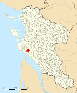 Carte de la commune de Saint-Sulpice-de-Royan au sein de la Charente-Maritime