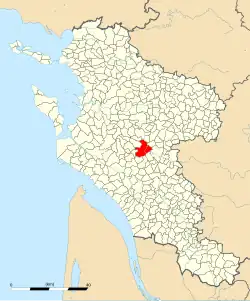 Carte de la commune de Saintes au sein de la Charente-Maritime