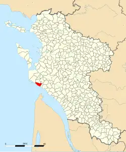 Carte de la commune de Saint-Palais-sur-Mer au sein de la Charente-Maritime