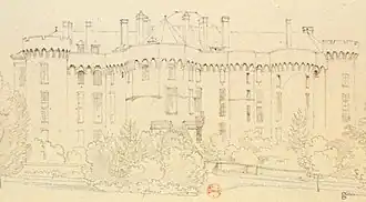 Dessin du château d'Heilly, du côté du parterre, BnF.