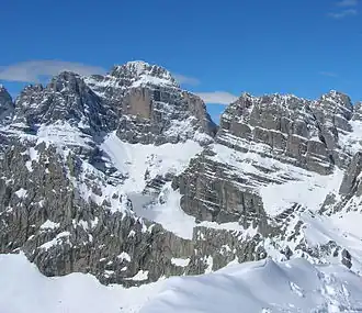 Vue de la face est de la cima Brenta.