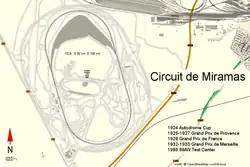 Carte du circuit de Miramas et des environs.