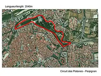 Plan du tracé du circuit des Platanes.